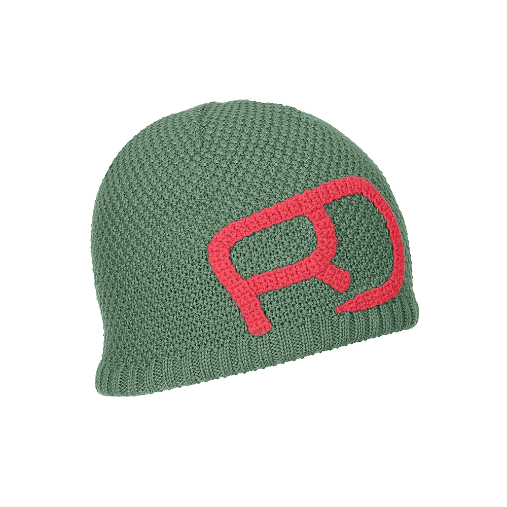 Cappello da montagna in lana merino Beanie Rock'n'wool di Orotovoox colore verde e rosso