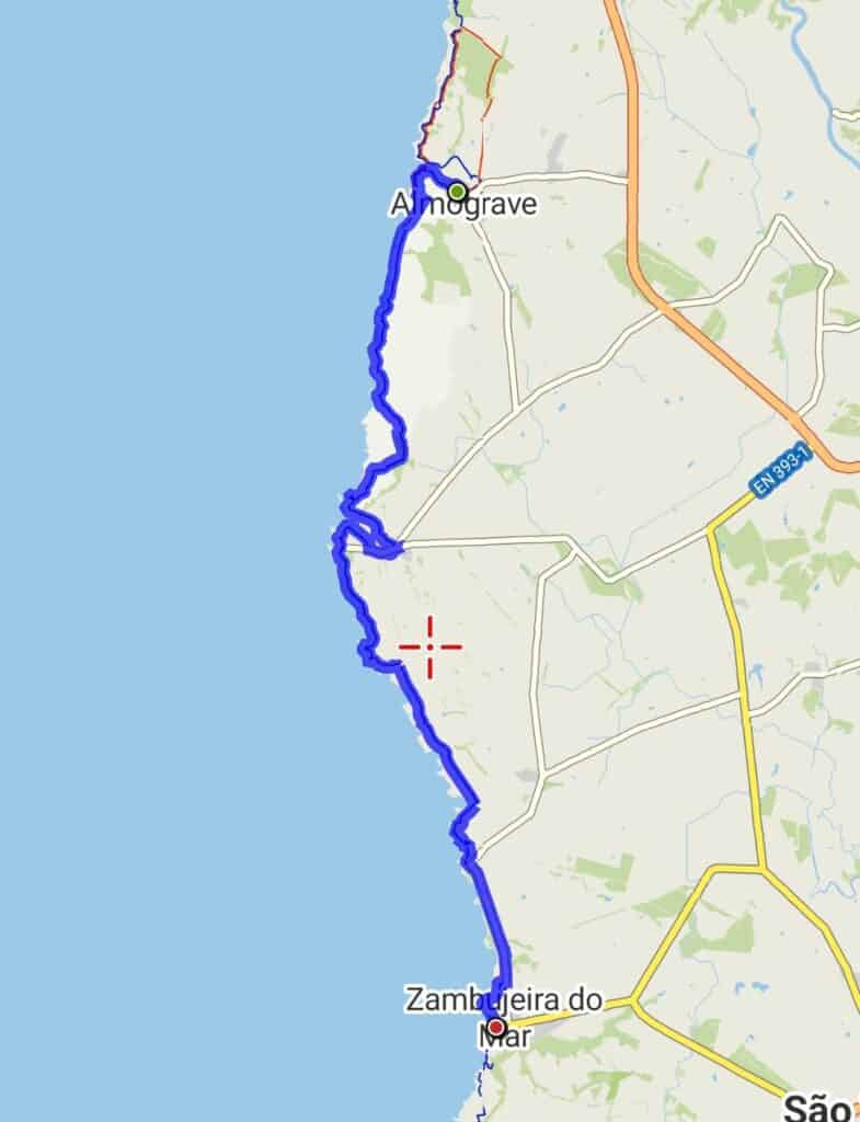 Guida completa alla Rota Vicentina - Il cammino dei pescatori 6 mappa terza tappa percorso rota vicentina