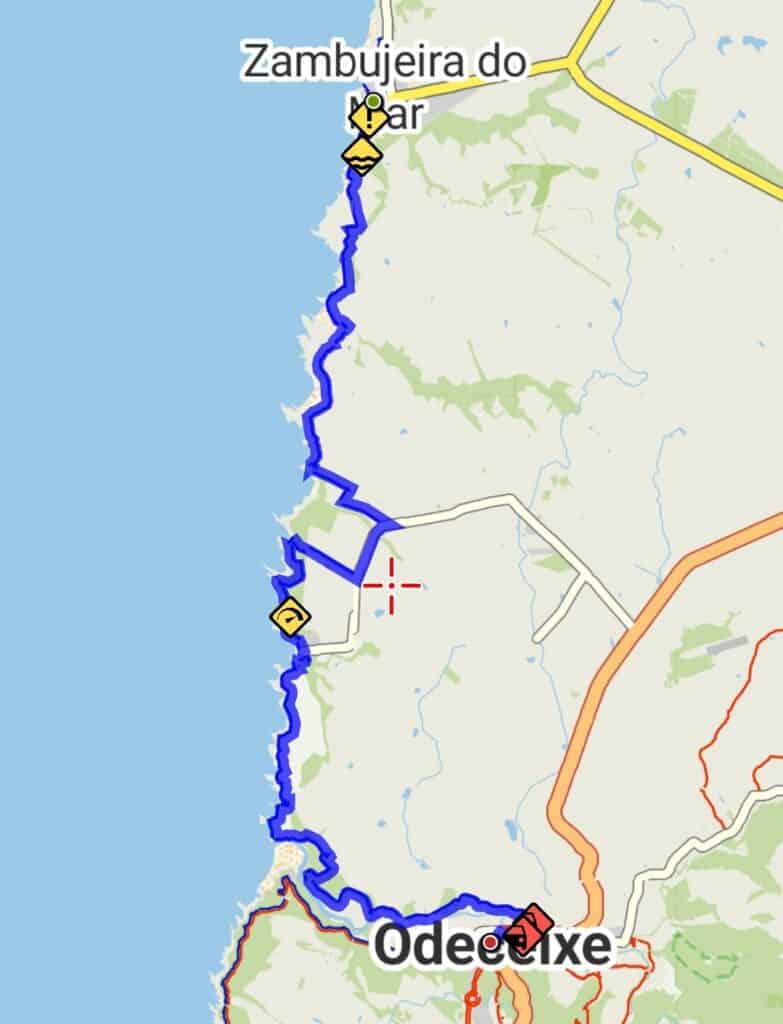 Guida completa alla Rota Vicentina - Il cammino dei pescatori 7 mappa quarta tappa percorso rota vicentina