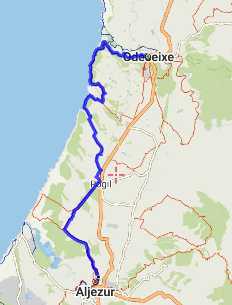 Guida completa alla Rota Vicentina - Il cammino dei pescatori 8 mappa quinta tappa percorso rota vicentina