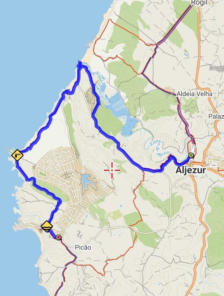 Guida completa alla Rota Vicentina - Il cammino dei pescatori 9 mappa sesta tappa percorso rota vicentina