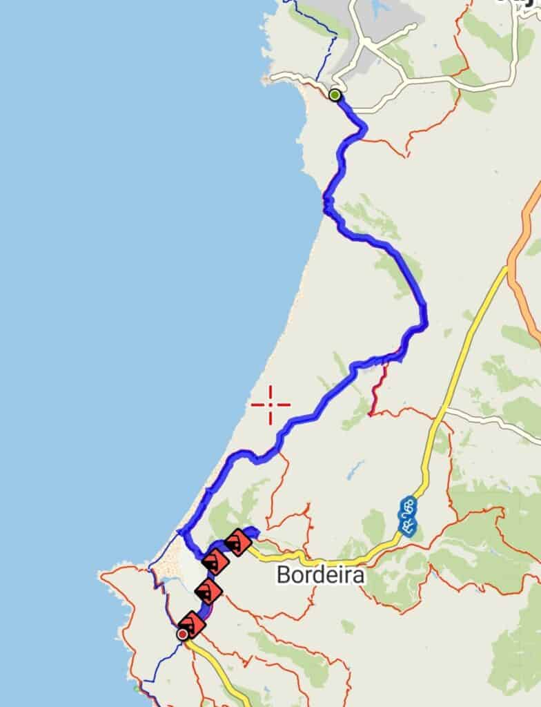 Guida completa alla Rota Vicentina - Il cammino dei pescatori 10 mappa settima tappa percorso rota vicentina