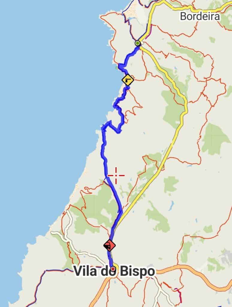 Guida completa alla Rota Vicentina - Il cammino dei pescatori 11 mappa ottava tappa percorso rota vicentina