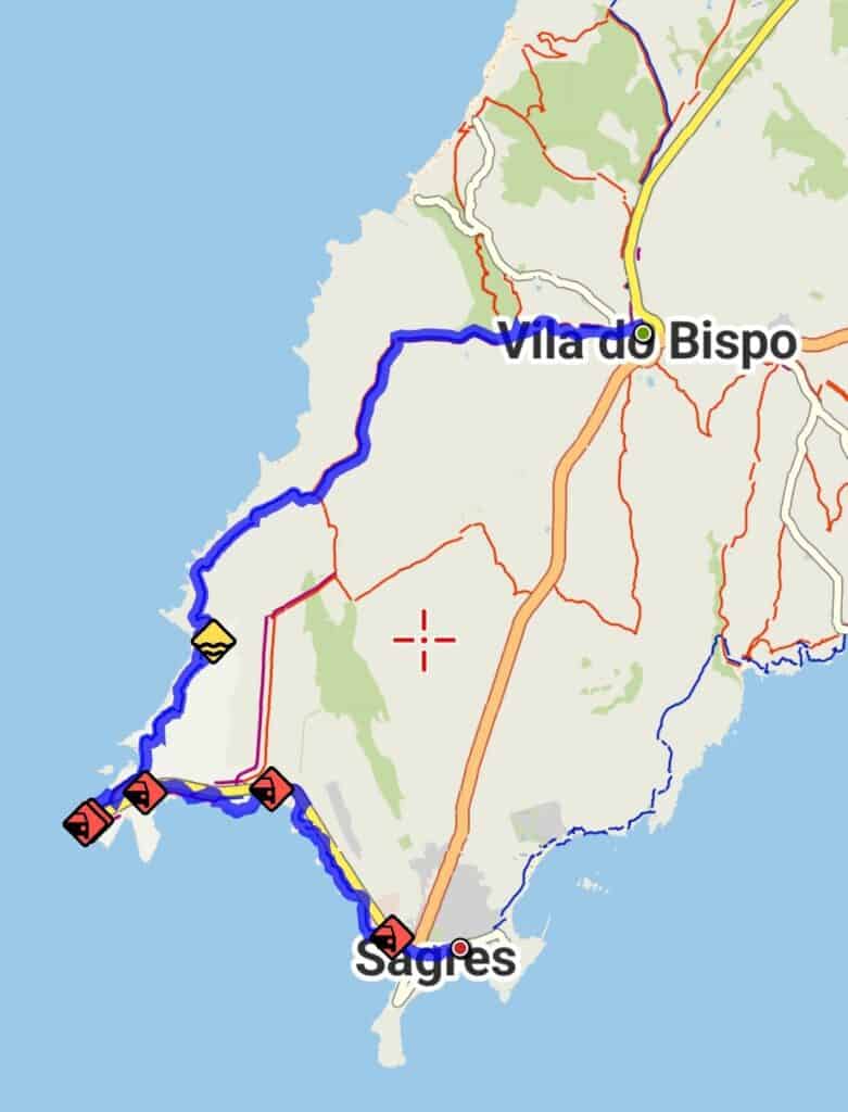 Guida completa alla Rota Vicentina - Il cammino dei pescatori 12 mappa nona tappa percorso rota vicentina